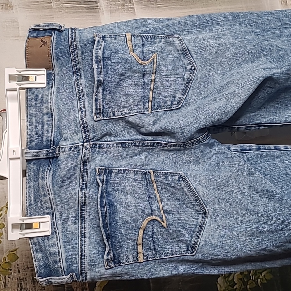 American Eagle Womens 4 regular super stretch skinny denim light blue jeans